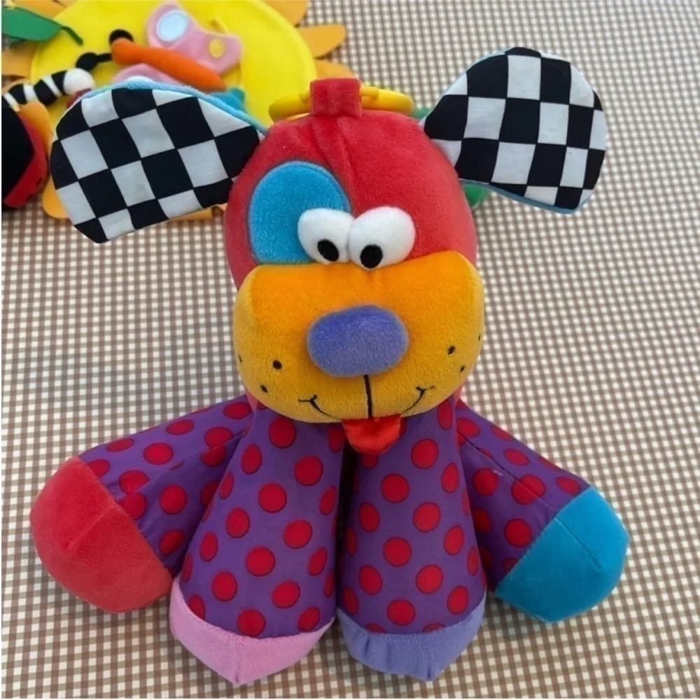 Tummy‎ time mirror/Lamaze puppy squeaker/ IKEA colorful mobile